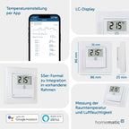 Homematic IP Smart Home Temperatur- und Luftfeuchtigkeitssensor mit Display – innen, steuert Heizkörper/Fußbodenheizung per App, Alexa, Google Assistant, Temperaturmessung, Energie sparen, 150180A0