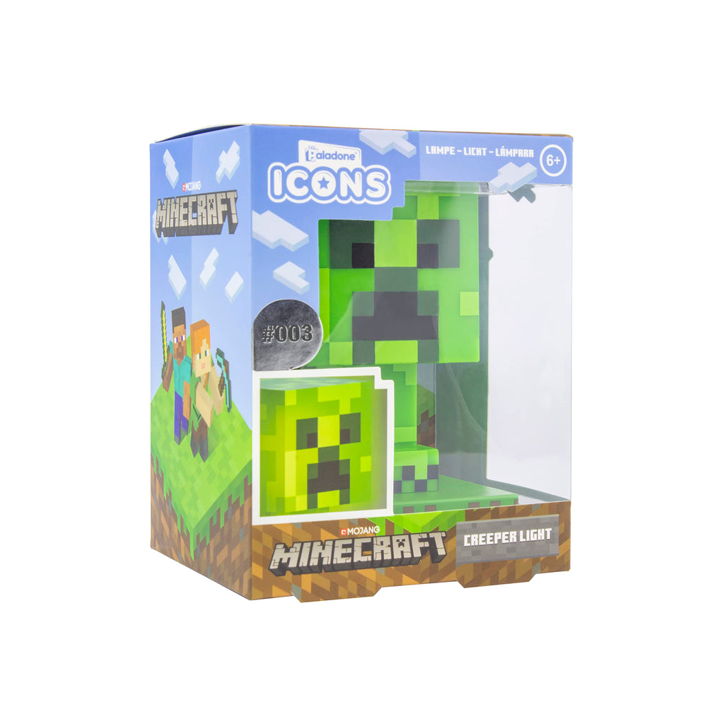 Minecraft Creeper Licht, 3D Lampe - Offiziell lizenziert, Nachtlicht - 12 cm hoch, Batteriebetrieben, Gaming-Raum & Schlafzimmerdeko, Grün
