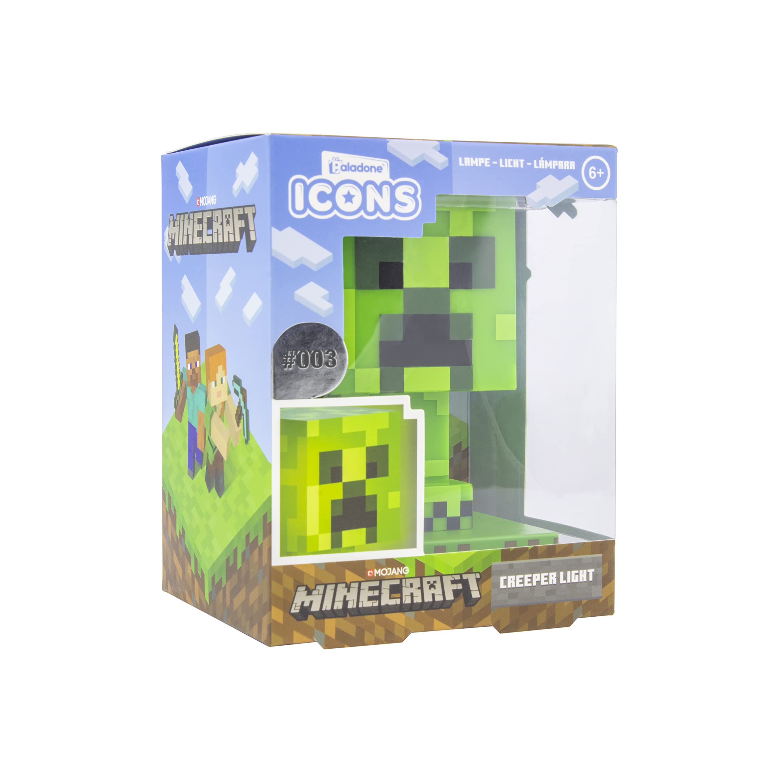 Minecraft Creeper Licht, 3D Lampe - Offiziell lizenziert, Nachtlicht - 12 cm hoch, Batteriebetrieben, Gaming-Raum & Schlafzimmerdeko, Grün