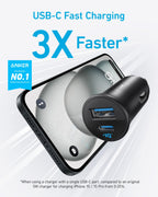 Anker USB-C Kfz-Ladegerät, 30W 2-Port Typ-C Kfz-Netzteil, Kfz-Ladegerät für iPhone mit PowerIQ 3.0, Für iPhone 17/16/15/14/13/12 Serie, Samsung Galaxy S23/S22/S21 Serie, iPad Pro, AirPods und mehr
