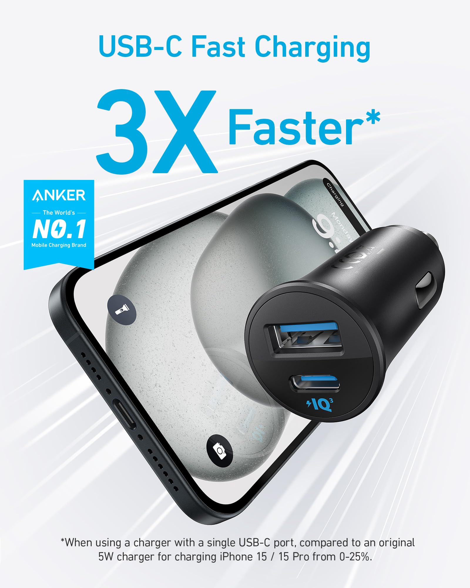 Anker USB-C Kfz-Ladegerät, 30W 2-Port Typ-C Kfz-Netzteil, Kfz-Ladegerät für iPhone mit PowerIQ 3.0, Für iPhone 17/16/15/14/13/12 Serie, Samsung Galaxy S23/S22/S21 Serie, iPad Pro, AirPods und mehr