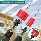 HYCHIKA Bimetall Lochsäge Set, 17tlg Lochbohrer Ø20mm-68mm, Maximale Schnitttiefe 40mm, Ideal zum Bohren von Weichmetall, Holz, PVC Platte und Kunststoffplatte