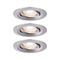 Paulmann 92973 Nova Mini Plus LED Einbauleuchte Coin 3er Set rund schwenkbar 3x4,2W EasyDim dimmbar Eisen gebürstet Aluminium Warmweiß 2700K, 126 W