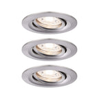 Paulmann 92973 Nova Mini Plus LED Einbauleuchte Coin 3er Set rund schwenkbar 3x4,2W EasyDim dimmbar Eisen gebürstet Aluminium Warmweiß 2700K, 126 W