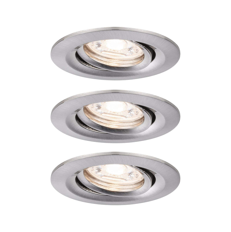 Paulmann 92973 Nova Mini Plus LED Einbauleuchte Coin 3er Set rund schwenkbar 3x4,2W EasyDim dimmbar Eisen gebürstet Aluminium Warmweiß 2700K, 126 W