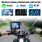 CAMECHO [2025 Carplay Motorrad Dash Navi Display für Moto, 5 Zoll HD-Touchscreen Wasserdicht Motorcycle Navigationsgeräte mit Wireless Carplay Android Auto Bluetooth GPS FM EQ Ton