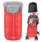 Orzbow Fußsack Kinderwagen Winter, Fußsack Buggy Fusssack Kinderwagen Baby Winter mit Wamres Korallen-Fleece, Reißverschluss, Anti-Rutschschutz & Reflektorstreifen, Universelle & Wasserdicht, Rot