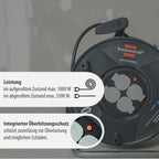 Brennenstuhl Garant V2 Kabeltrommel 50m Kabel (Made in Germany, 4 Schutzkontakt-Steckdosen, Überhitzungsschutz, Trommelkörper aus Spezialkunststoff)