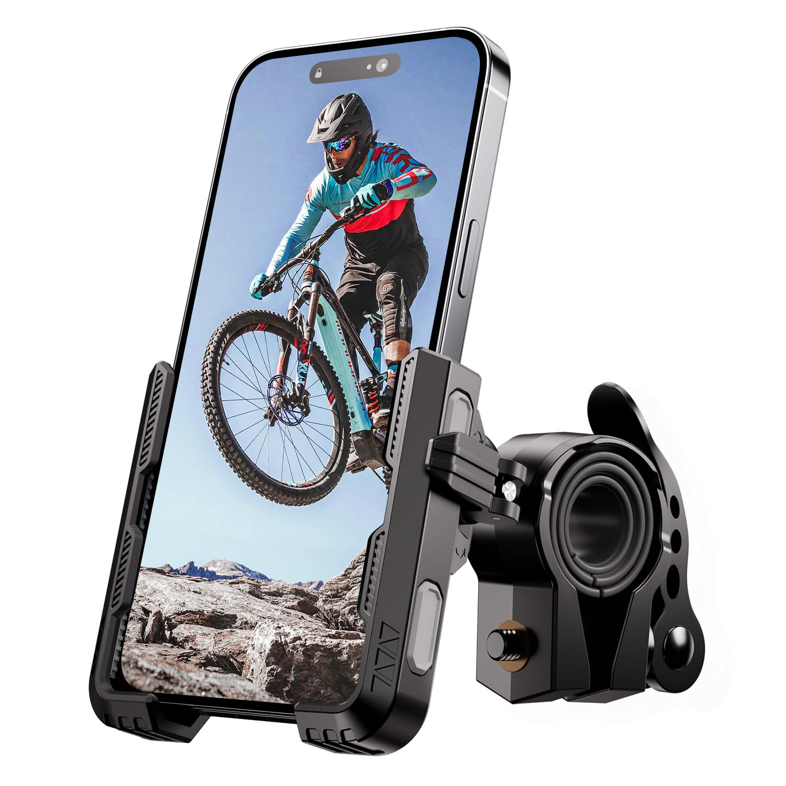 Grefay Fahrrad Handyhalterung【1s-Sperre】 Handyhalter Motorrad Vibrationsgedämpft Handy Fahrradhalterung Universal Lenker Halter für iPhone 16 15 14 13 Pro Max Plus, Samsung S24, Smartphone (Grau)