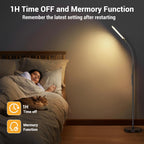 YICAIZI Stehlampe Wohnzimmer - 18W LED Dimmbar Stehende Lampe mit Fernbedienung, 1200Lumen Stehend Leselampe mit 4 Farbtemperaturen & 4 Helligkeiten für Schlafzimmer, Büro, Schwarz