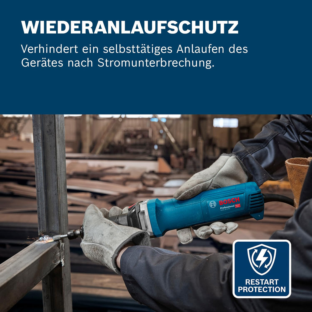 Bosch Professional Geradschleifer GGS 30 LPS (750 W, mit PROtection-Schalter, KickBack Control, inkl. 1x Spannschlüssel, Spannzange 6 mm mit Mutter)