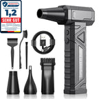 Elektrische Staubgebläse Druckluftspray für PC Reinigung - Electric Air Duster 200000 RPM, 4-Gang Einstellbare Mini-Gebläse mit Akku, Luftgebläse für Tastatur, Haus, Outdoor, Auto, W18, Schwarz