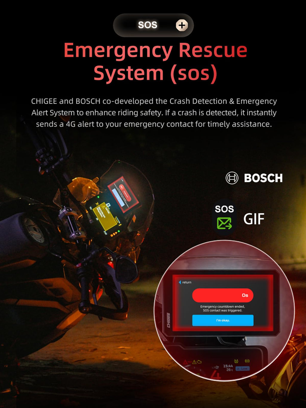 CHIGEE AIO-6 LTE 4G Motorcycle GPS Navigation with 6 inch Display, Motorcycle Carplay Android Auto, Real-time alerts, Electronic Fence,IP9X Waterproof