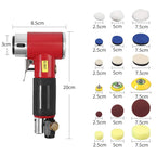 Mini Poliermaschine, Druckluft Polierer, EYPINS 25mm 50mm 75mm Exzenter schleifer Winkelschleifer mit 60X Schleifpapier 5X Polierschwamm 3X Polierpad, Polierset Polierteller Kit für Auto Möbeln Metall