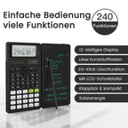 NEWYES Wissenschaftlicher Taschenrechner, 82MS Ingenieurrechner mit Schreibtablett und Stift, 240 Funktionen, 2-zeiliges Display, Mittel- und Oberschulbedarf, Schwarz