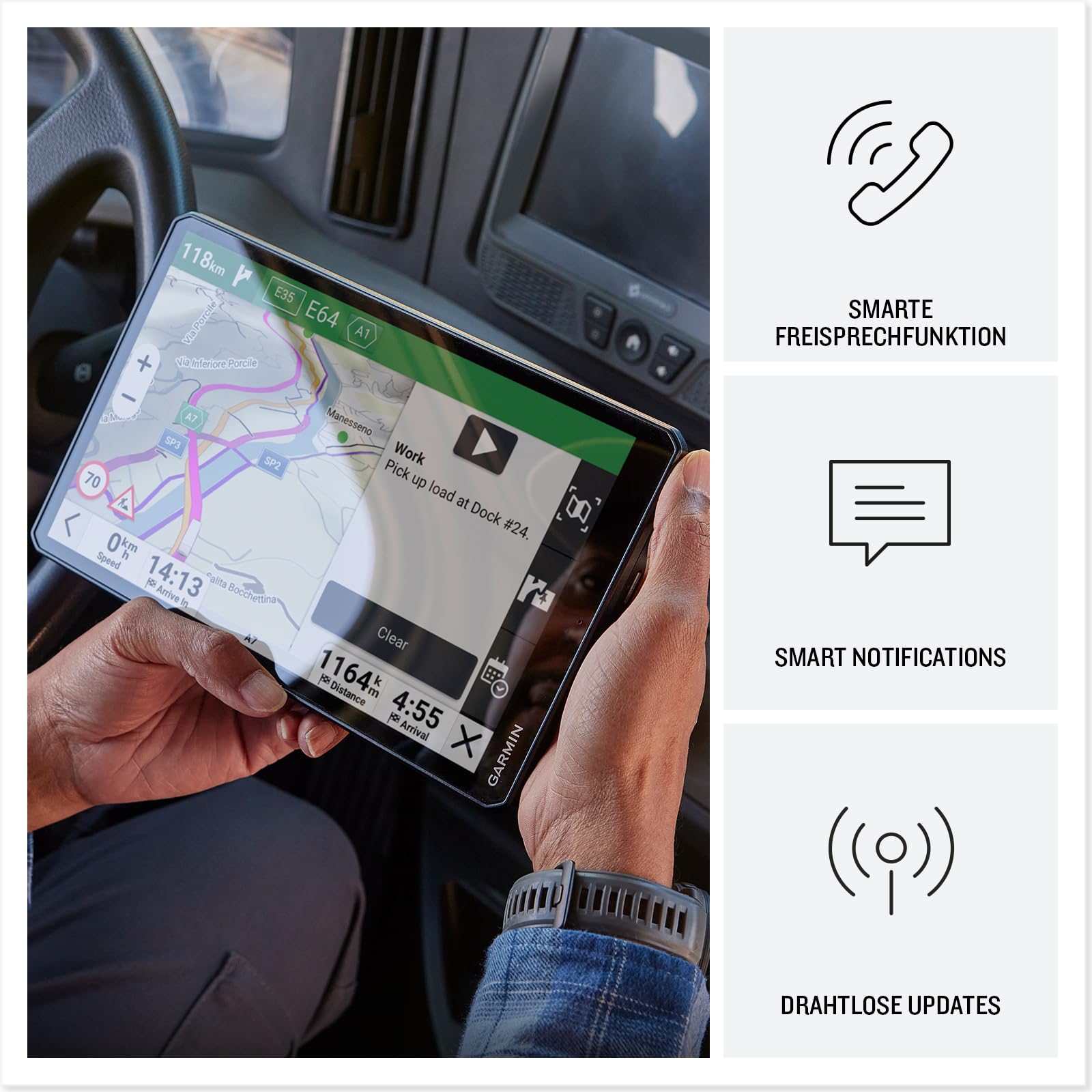 Garmin dēzl LGV820 MT-S - smartes LKW-Navigationsgerät mit 8" (20,3cm) Farbdisplay, vorinstallierten EU Karten (34 Länder), Fahrzeugspezifische Routenführung, Wetterwarnungen, beliebte LKW Strecken