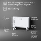 STIEBEL ELTRON Elektroheizung Standgerät für ca. 25 m², TÜV geprüft, Konvektor-Heizung mit einfacher Regelung, 2 kW, energiesparend, Rollen, 204450