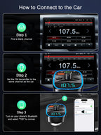 ORIA Bluetooth FM Transmitter Auto, Bluetooth 5.3 Adapter für Auto Radio, Rauschunterdrückung Mikrofon & 2 USB Aufladung, Freisprechen Carkit, unterstützt BT, SD-Karte, USB-Stick