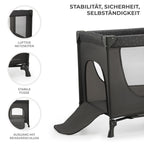 Kinderkraft Kinderreisebett Joy Light, Babybetten, Kinderbett, Reisebett, Praktisch, Modernes Design, Kleine Abmessungen nach Zusammenklappe, Tasche, Grau