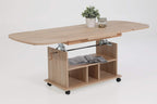 Hela Tische, Funktionscouchtisch Babsi, Holzwerkstoff melaminbeschichtet, Sonoma Eiche, höhenverstellbar 53-63cm, ausziehbar 107-157cm, auf Rollen