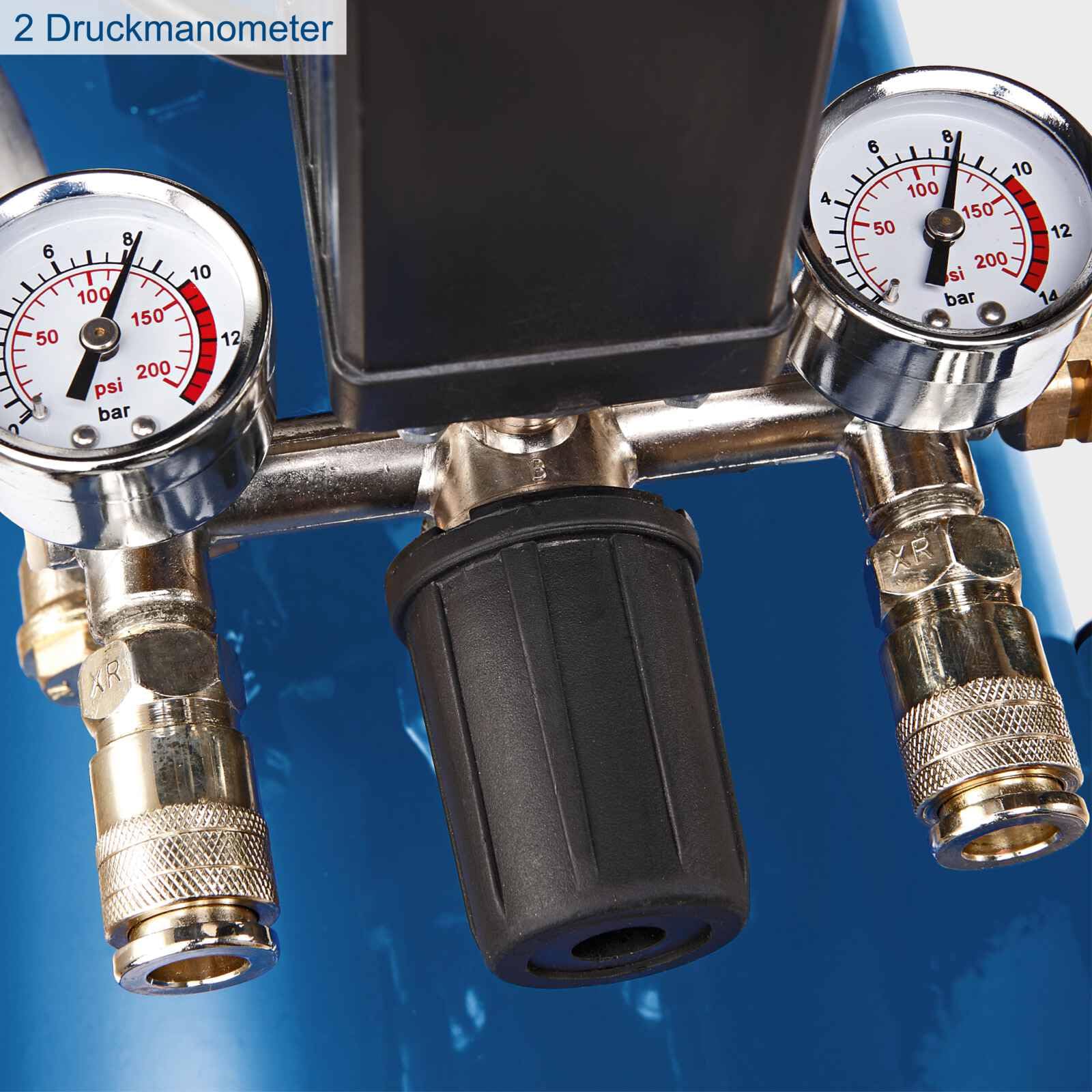 Scheppach Druckluft Kompressor HC53DC | 2200W Leistung | 50L Kessel | 10bar Druck | Ansaugleistung 412 L/min | Druckminderer, ölgeschmiert, Doppelzylinder