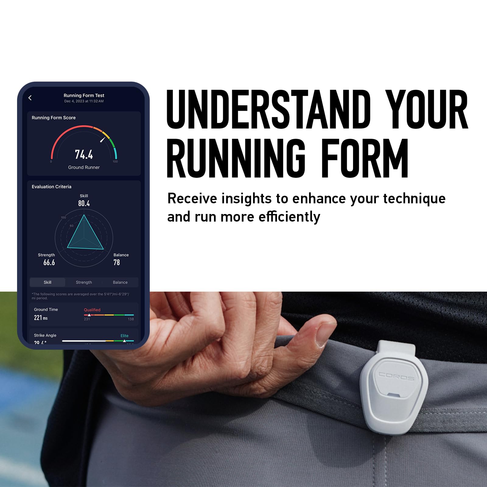 COROS POD 2, Uhrensensor-Zubehör, genaue Distanzmessung für Laufbänder und Innenräume, sensibleres Echtzeit-Tempo, verbessert GPS-Daten, an Schuhen oder Hosenbund zu befestigen, nur für COROS-Uhren