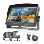 Hodozzy Dual Backup Kamera Rückfahrkamera System, Videoaufzeichnung 9 Zoll LCD Monitor DVR, IP69 Wasserdicht Vollfarb-Nachtsicht Auto Kamera mit 2*10m Kabel für LKW/Anhänger/Bus/Van/Wohnmobil 12V-35V