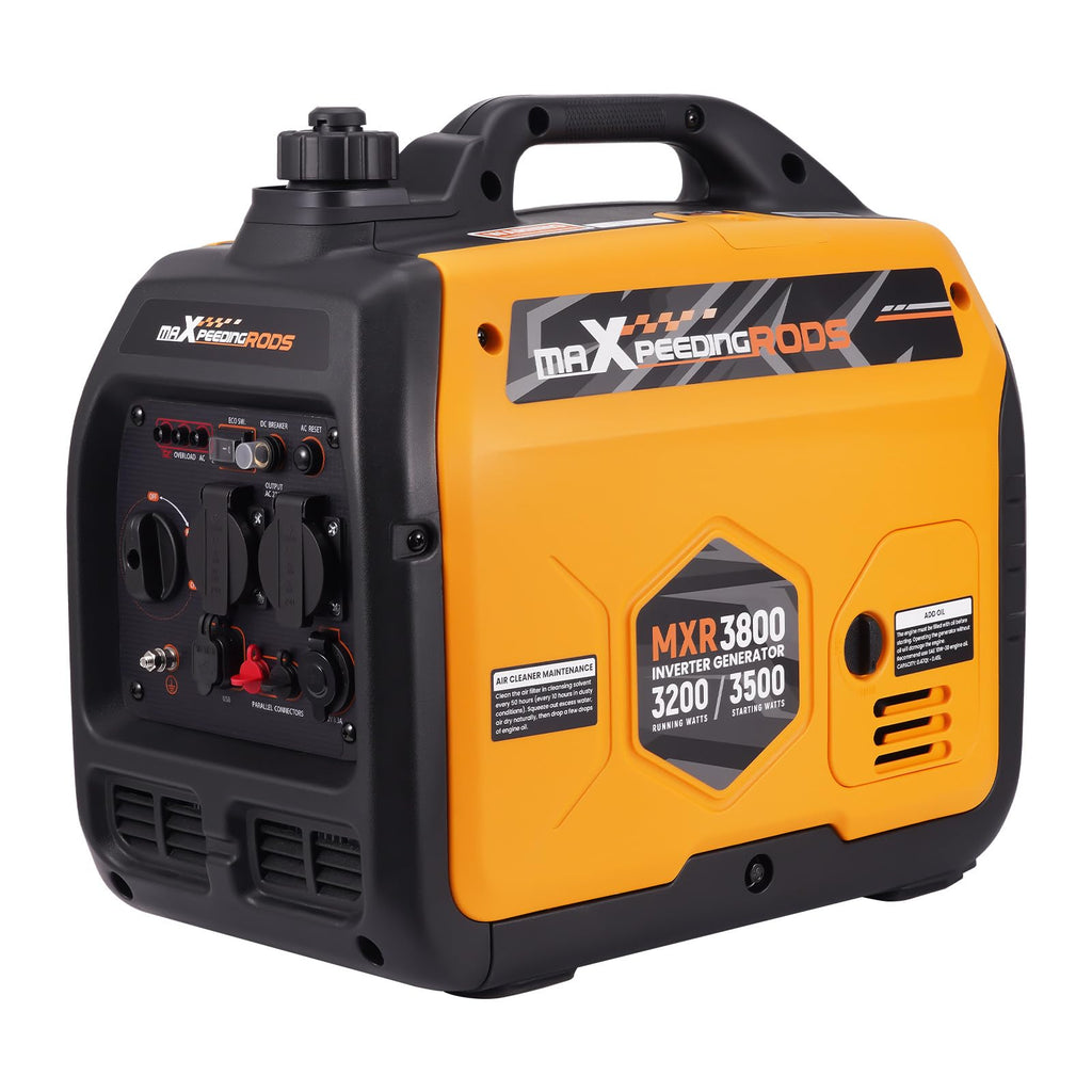 maXpeedingrods Inverter Stromerzeuger 3500W Superleise, Leicht und Mobil Benzin Notstromaggregat Stromgenerator, ECO-Modus mit 2x 230V / 2x USB / 1x 12V DC Steckdosen für RV Camping Festivals, Reise