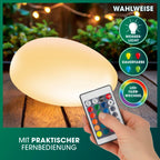 EASYmaxx LED Solarleuchte mit Fernbedienung | kaltweiße Leuchten mit Solarbetrieb & Farbwechsel | dimmbare Helligkeitsstufen, 12 Farben, 5 Leuchtmodi | inklusive Erdspieß & Dämmungssensor | Steinform