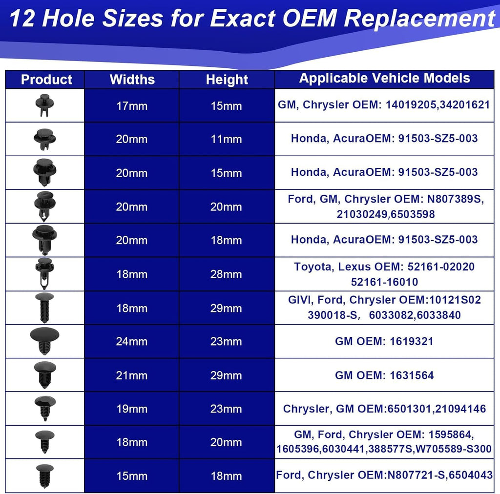 XQX 238 Stück Trim Removal Tool, Fastener Remover Plastic Pry Tool Kit, Adhesive Cable Clips Auto Push Pin Bumper Retainer Clip Set