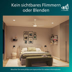Philips Deckenventilator mit festem Flügel, 3 Flügel, klein (42"), 28 W LED-Licht, Gleichstrommotor, Farbtemperaturbereich (3000 K, 4300 K, 6500 K) mit Dimmfunktion, inkl. Fernbedienung