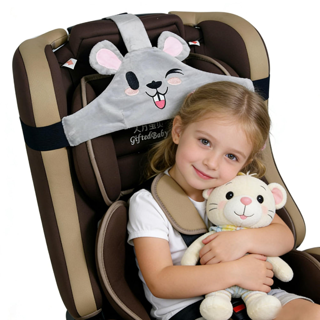 MINGZE Baby Autositz Kopfunterstützung, Auto Sicherer und gemütlicher Schlafpositionierer, Einstellbar Sicherheitssitz Befestigungsgurt, Protektor Kopfstütze Nackenstütze für Kinder Baby (Braun)