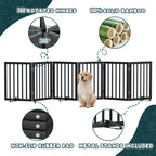 Semiocthome Freistehende Baby- & Haustiergitter aus Bambus, Hunde- und Katzengitter für Türen, Treppenschutzgitter für Welpen, Faltbare Sicherheitsgitter (Schwarz, 3 Panels -60cm Height)