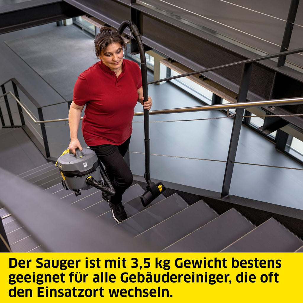 Kärcher Sauger T 7/1 Classic, Sauger für Textil- und Hartböden, Behälter: 7 l, Leistung: 850 W, Schalldruckpegel: 62 db(A), Gewicht: 3,5 kg, Kabel: 7,5 m, Permanent-Filterkorb