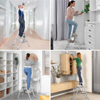 TLGREEN Alu Trittleiter 2-Stufen-Leiter Klappleiter Rostfeste rutschfeste Stehleiter Haushaltsleiter Multifunktionale Tritthocker Licht Platzsparend bis 150kg Belastbar für Küchen Haushalt Außen Büro