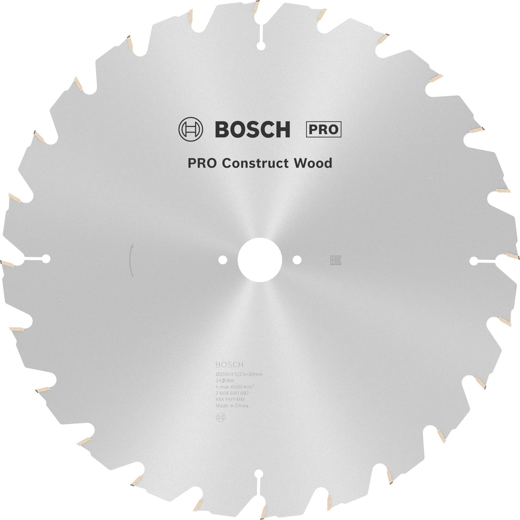 Bosch Professional Kreissägeblatt Construct Wood (Holz, 350 x 30 x 3,5 mm, 24 Zähne, Zubehör Kreissäge), 2608640692, Ø 350 mm