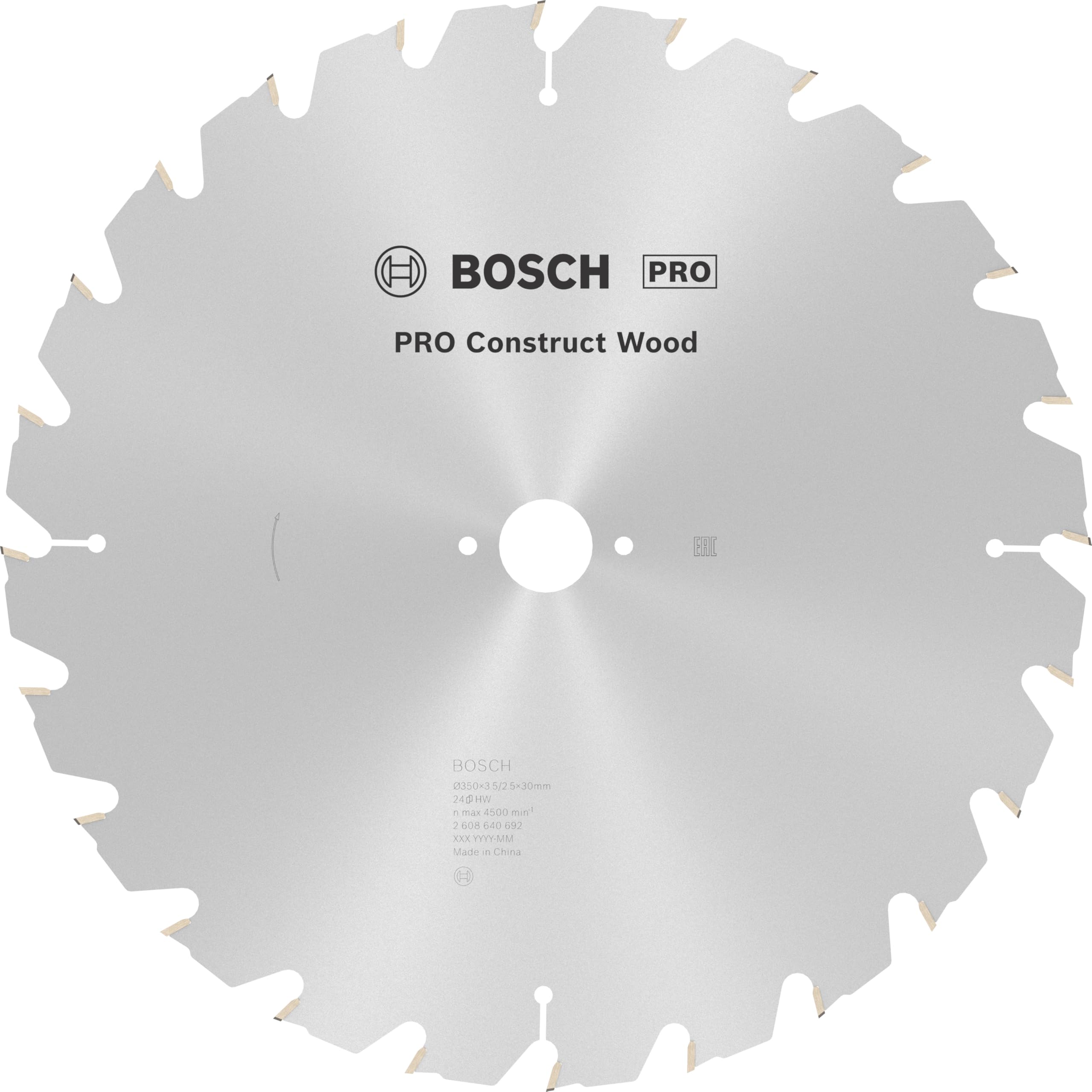 Bosch Professional Kreissägeblatt Construct Wood (Holz, 350 x 30 x 3,5 mm, 24 Zähne, Zubehör Kreissäge), 2608640692, Ø 350 mm