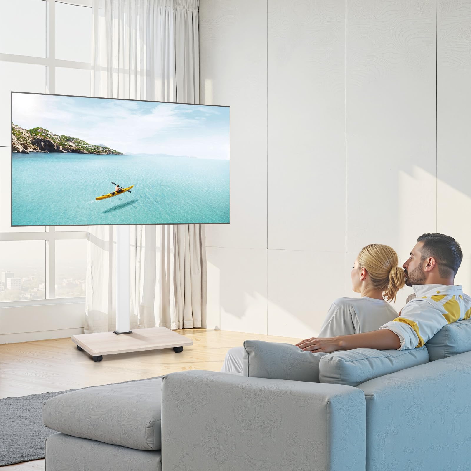 VEVOR rollbarer TV-Ständer TV-Wagen für 812,8-1778 mm TVs bis zu 45 kg, 25° Links-Rechts-Drehung & höhenverstellbare TV-Halterung mit Regal für Ecke Schlafzimmer Wohnzimmer (max. 600 x 400 mm)