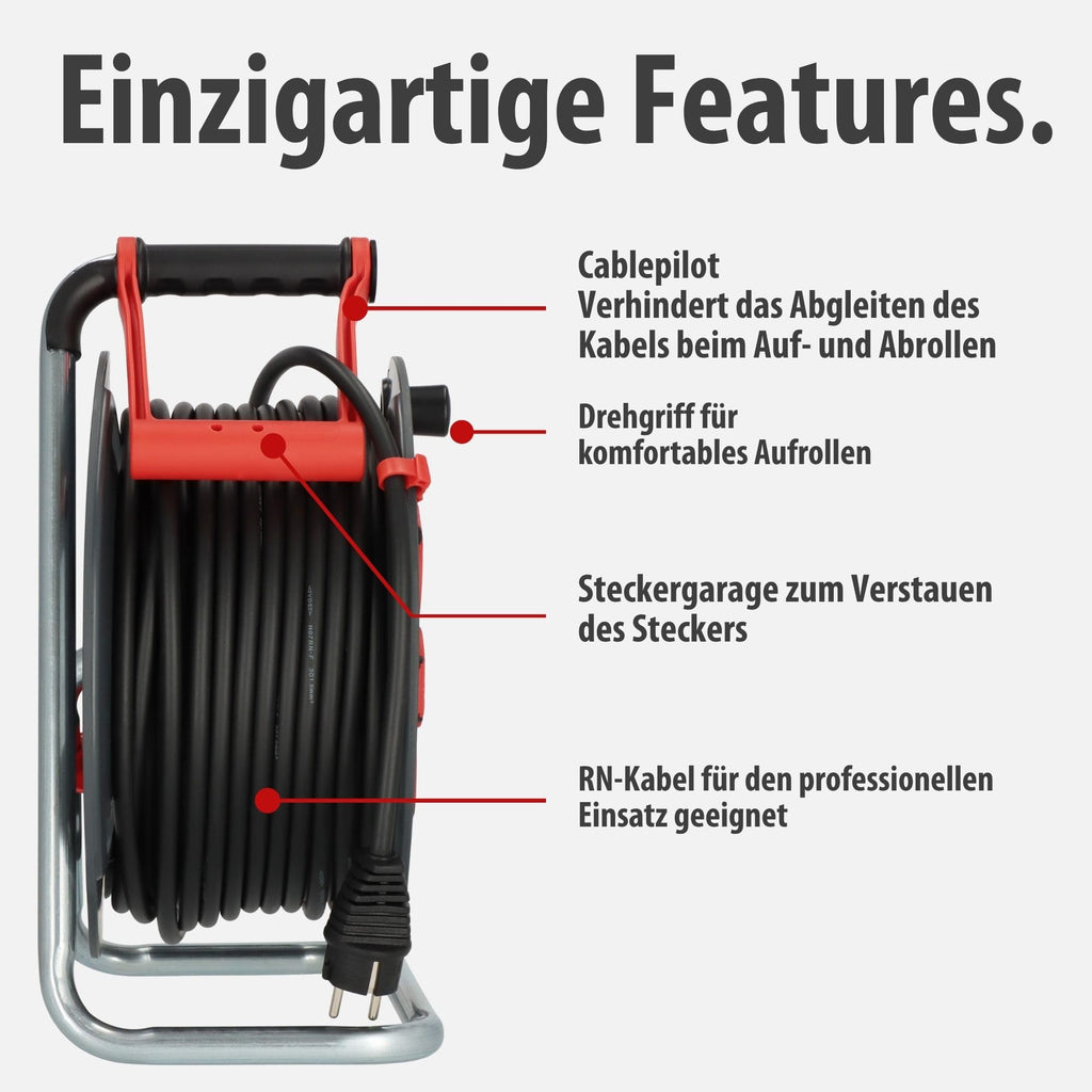 Brennenstuhl Professional Kabeltrommel 300 KU 4100 (40m Kabel in schwarz, aus Spezialkunststoff, Baustelleneinsatz und ständiger Einsatz im Außenbereich, Made in Germany)