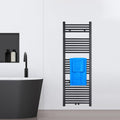 VILSTEIN® Badheizkörper [150x50cm] - Handtuchheizkörper Elektrisch Nutzbar - Handtuchtrockner Badezimmer - Handtuch Heizkörper Bad mit Seitenanschluss - Handtuchheizung - Wandheizkörper (Schwarz)
