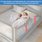 YIKANWEN Bettgitter, 200cm Bettschutzgitter für Kinder ab 0-10 Jahren, einziehbare Kinderbettgitter Babybettgitter,passend für Kinderbetten, Elternbetten und Alle Massivholzbetten（Nur 1 Stück）