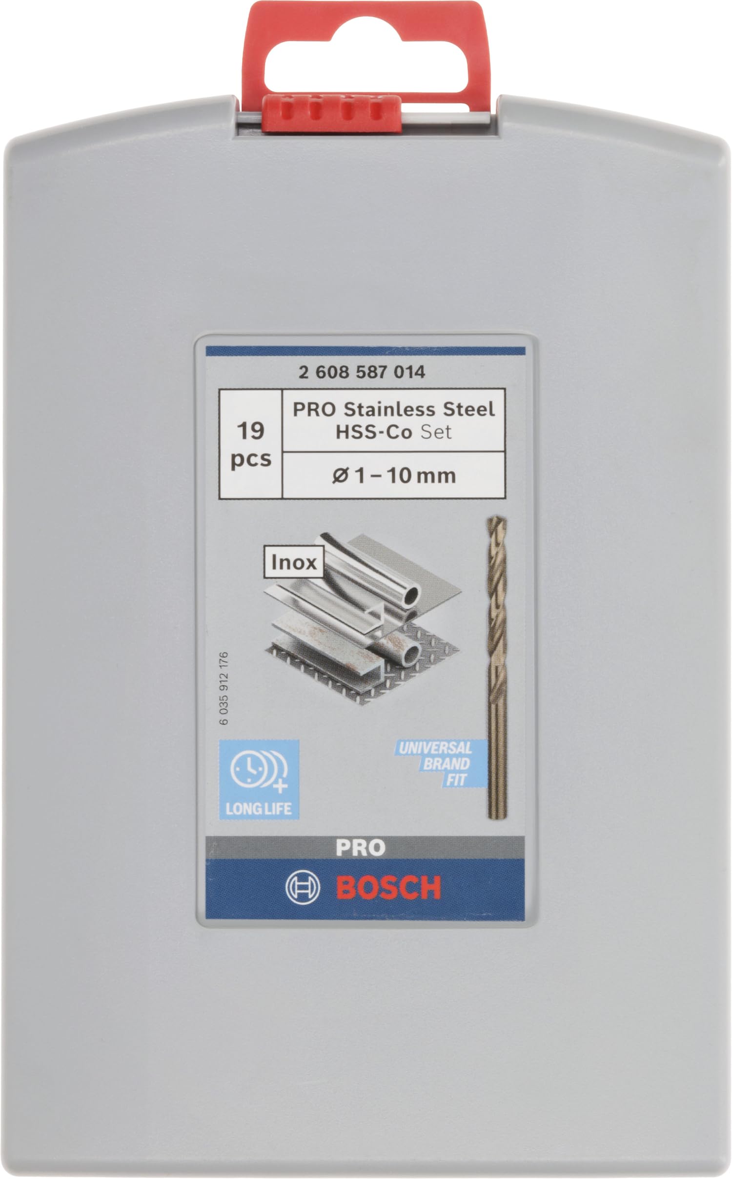 Bosch Professional 19tlg. Metallbohrer-Set HSS-Cobalt ProBox (für Edelstahl, Zubehör Bohrschrauber), Durchmesser: 1.0 - 10.0