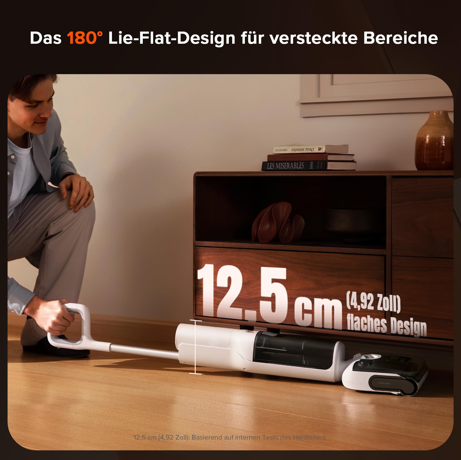 roborock F25 GT Nass Trockensauger, 180° Lay-Flat Saugwischer, 90°C Hochtemperatur Selbstreinigung, 20.000 Pa Akku Staubsauger mit Wischfunktion, Wischsauger Kabellos Anti-Tangle für HarteBoden