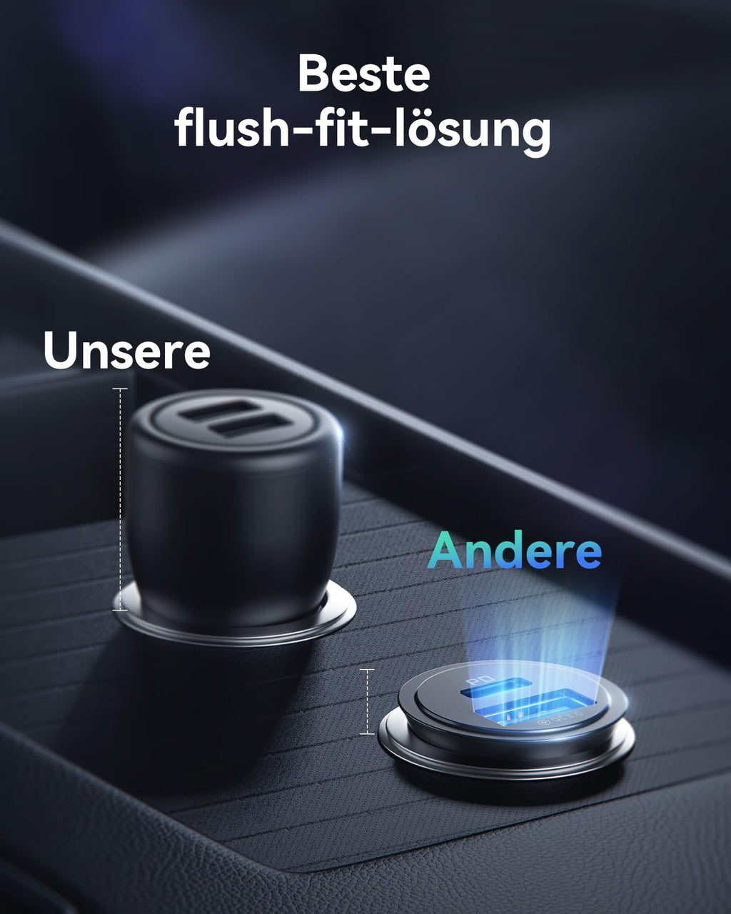 INIU Zigarettenanzünder, 12V USB C Adapter 60W Auto PD & QC 3.0 Kfz Ladegerät, Auto Ladegerät Adapter USB Zigarettenanzünder Verteiler Steckdose mit iPhone 16 15 14 13 Pro Max iPad Samsung S24 S23