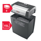 Rexel Aktenvernichter Momentum X308, Partikelschnitt, 9-8 Blatt A4 (70-80 g/m²) Kapazität, Sicherheitsstufe P3, 15L Abfallbehälter, Schredder, schwarz, 2104570EU