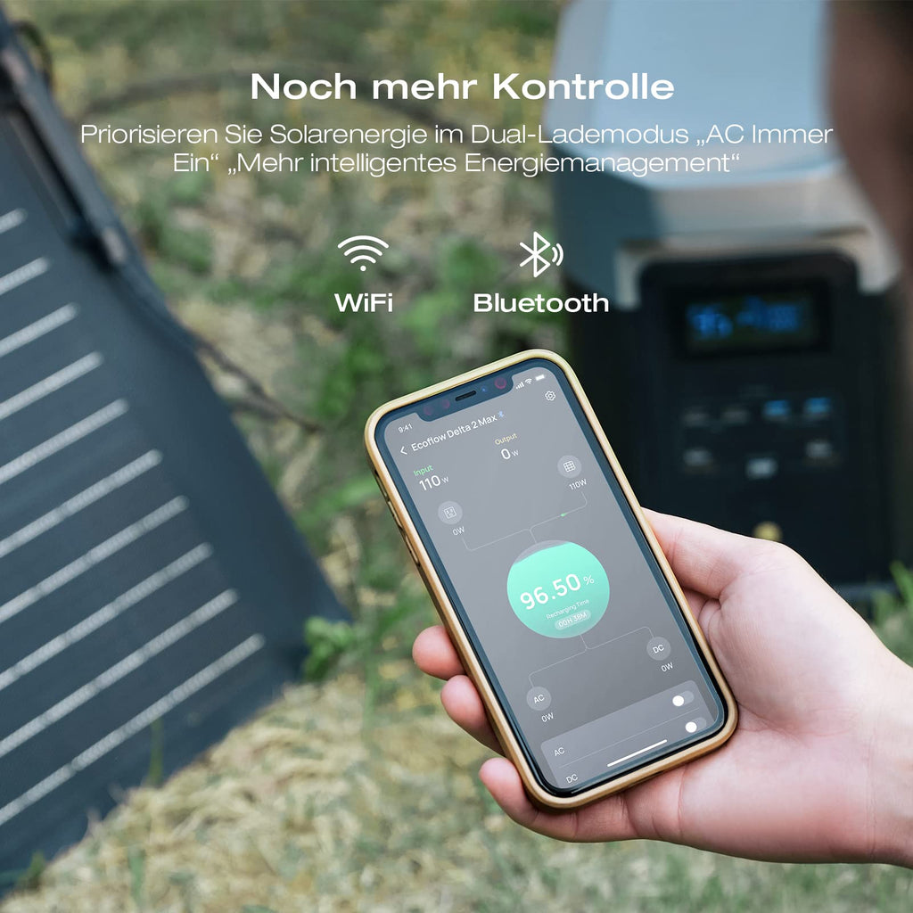 EcoFlow DELTA 2 Max tragbare Powerstation 2048Wh, erweiterbar 2-6 kWh, LFP-Batterie mit 3000 Zyklen, 80% Ladung <1 Std, 3000W Max Ausgangsleistung, Solargenerator für Zuhause, Camping, Wohnmobil
