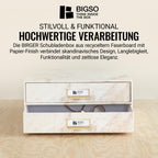 BIGSO BIRGER Schubladenbox – Aufbewahrungsbox mit 2 Schubladen – Schreibtisch Ablage für Dokumente & Bürobedarf – Ablagesystem aus recycelter Faserplatte und Papier – weiß