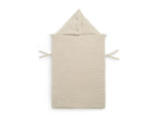 Jollein Fußsack Basic Knit Nougat - Für Babyschale Kinderautositz Gruppe 0+ und Kinderwagen - Für 3-Punkt- und 5-Punkt-Gurt - Strickmuster und Fleece Futter - Beige