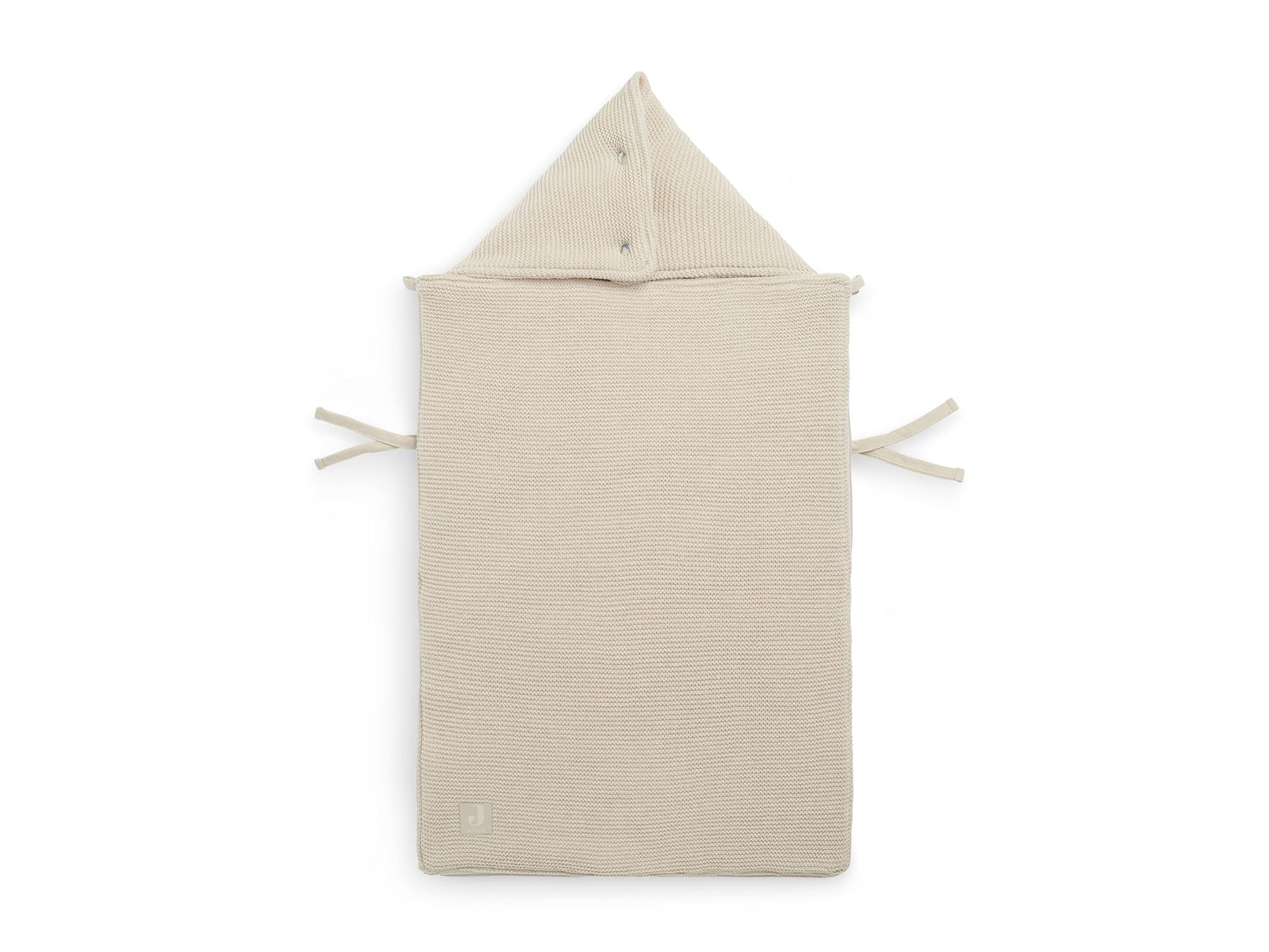 Jollein Fußsack Basic Knit Nougat - Für Babyschale Kinderautositz Gruppe 0+ und Kinderwagen - Für 3-Punkt- und 5-Punkt-Gurt - Strickmuster und Fleece Futter - Beige