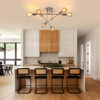 Comely Vintage Deckenlampe Industriell, 6 Flammig E27 Retro Wohnzimmerlampe Modern Chrom, Deckenleuchte Metall Design für Küche Wohnzimmer Schlafzimmer
